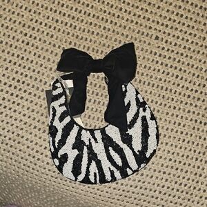 Black and White Beaded Women's Bag